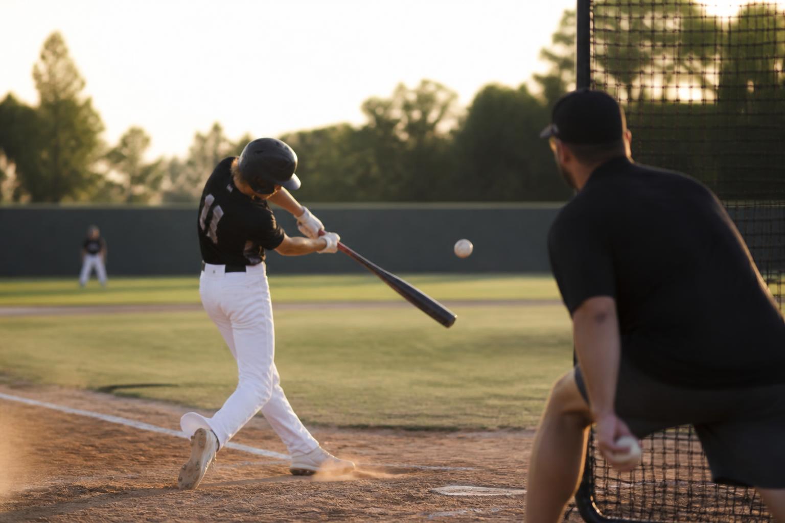 Young baseball player taking batting practice at a TLAP365 session
